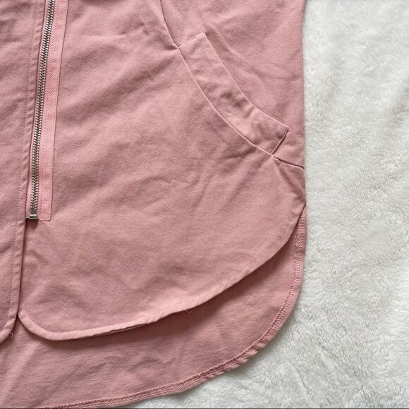 Lili Sidonio x Molly Bracken Pink Oversize Denim Asymmetrical Zip Jacket - Picture 7 of 13